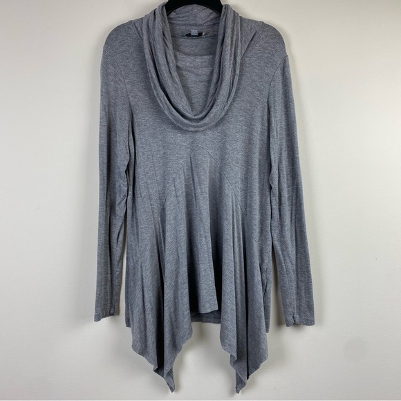 Joseph A. Gray Heather Long Sleeve Cowl Neck Handkerchief Hem Flowy Top, Size S - Picture 1 of 10